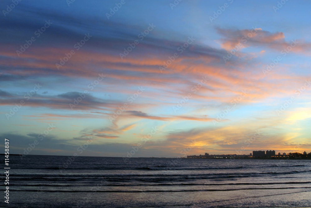 Dusk landscape beach in Montevideo Dusk landscape beach in Montevideo