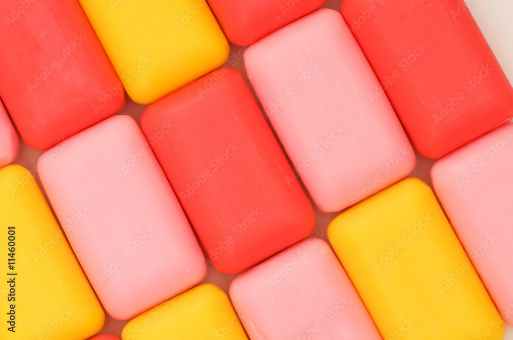 Colourfull soap bars arrranged at the background Colourfull soap bars arrranged at the background