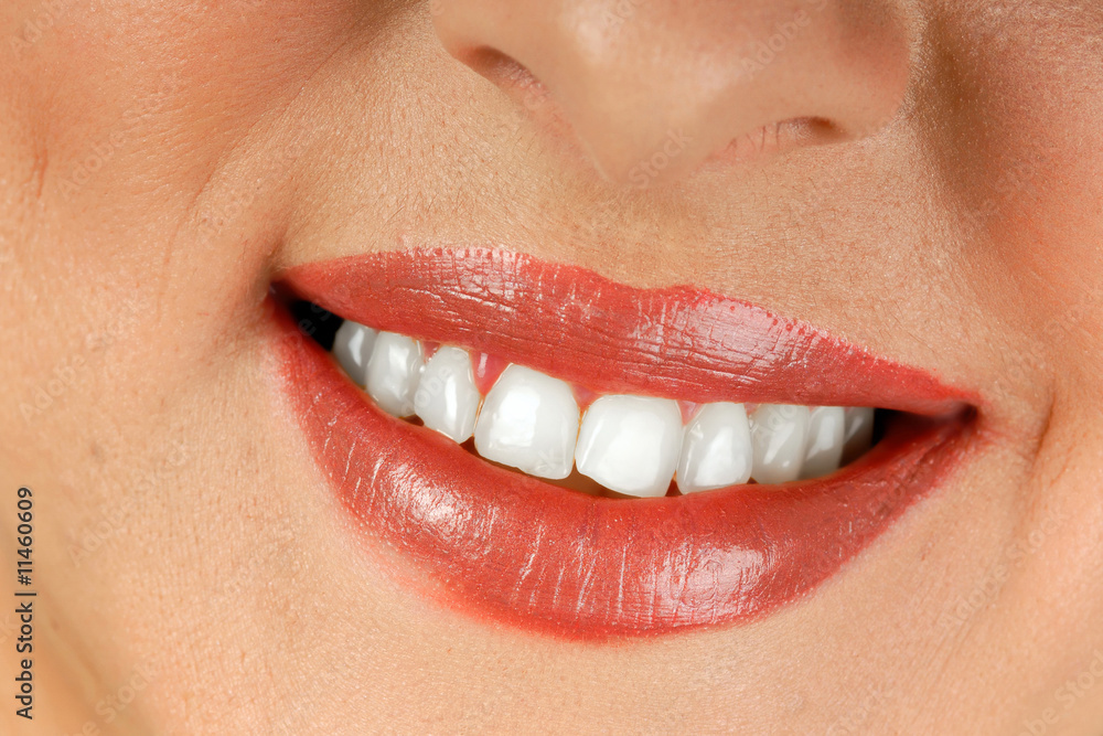Naklejka premium Smiling woman mouth