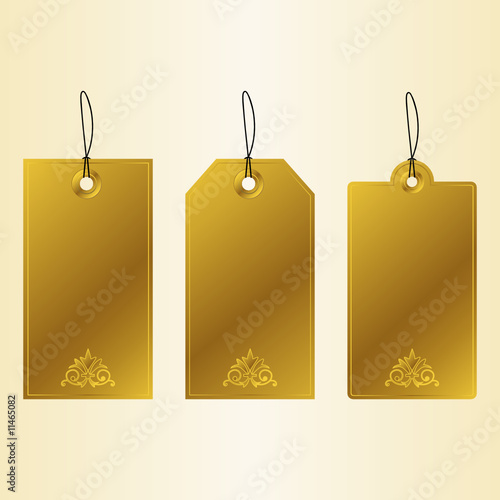 Golden Tags. Set of golden luxury labels.