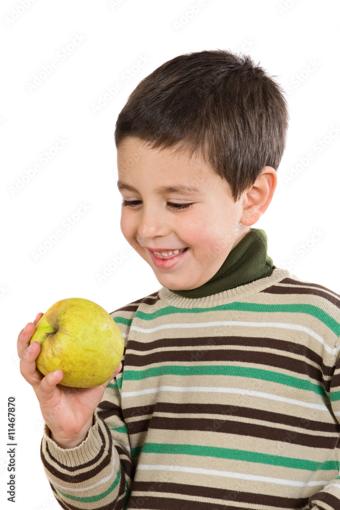 Adorable boy with a apple Adorable boy with a apple