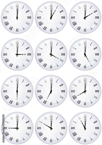 Collection d'horloges boule de cristal heure par heure