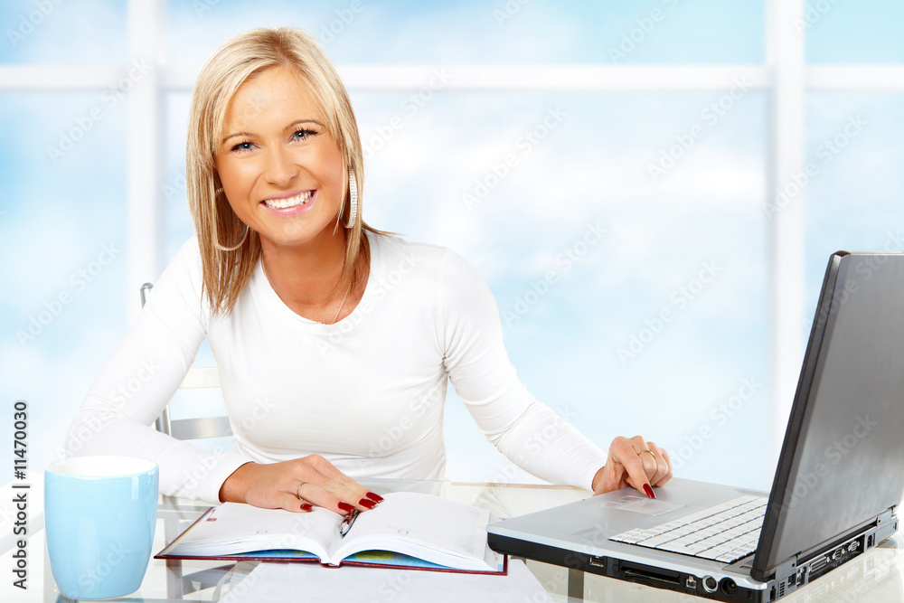 Beautiful businesswoman working or studying Beautiful businesswoman working or studying