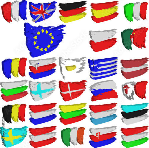 European Union brush flags