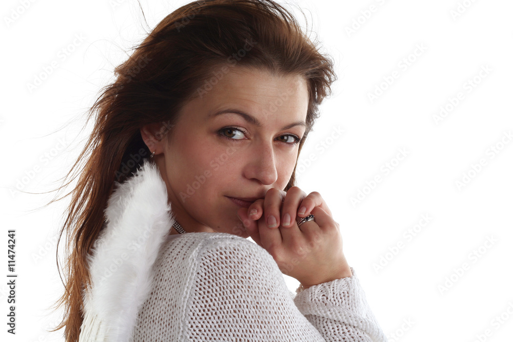 girl like an angel isolated on white background girl like an angel isolated on white background