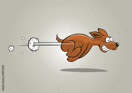 Flinker brauner Hund im Cartoon-Stil