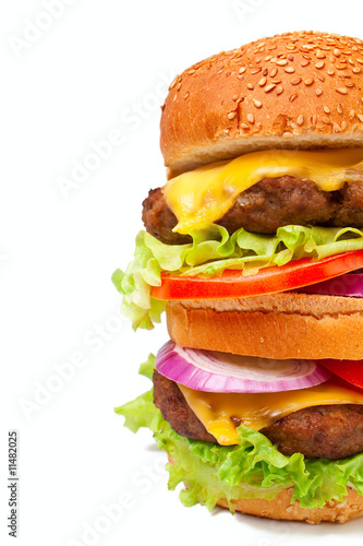 a one large double cheeseburger photo