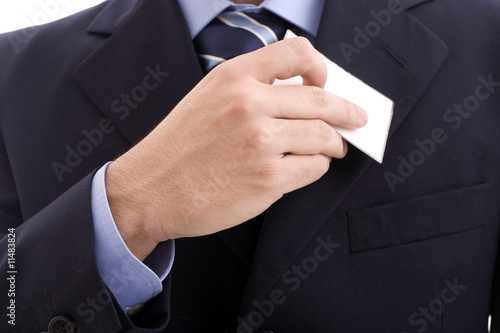 Hand of businessman offering businesscard