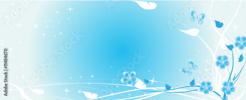 bandeau floral bleu et papillon étoile