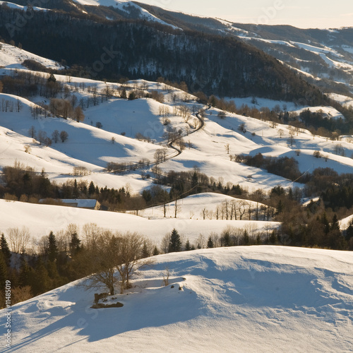 Paysage du cantal en Hiver