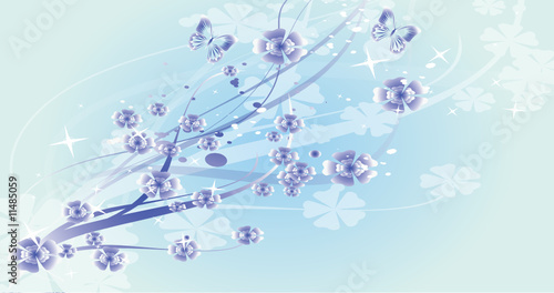 bandeau floral bleu et turquoise