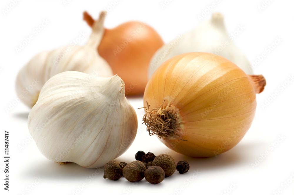 Fototapeta premium Garlic, onion an pepper