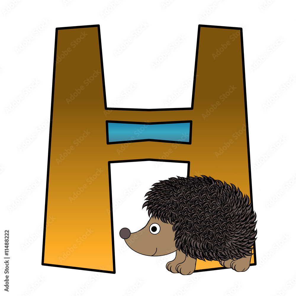 Alphabet - Letter H - With A Hedgehog - Isolated On White Stock ...