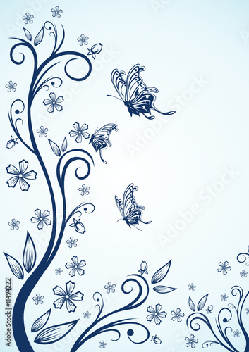 Butterfly and flowers
