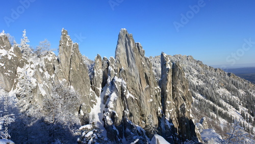 Winter mountains. South Ural, backbone of 