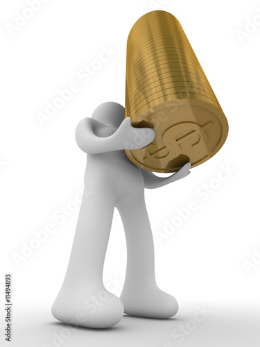 man with money for a white background. Isolated 3D image