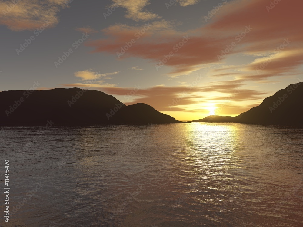 Sonnenuntergang hinter Insel Sonnenuntergang hinter Insel