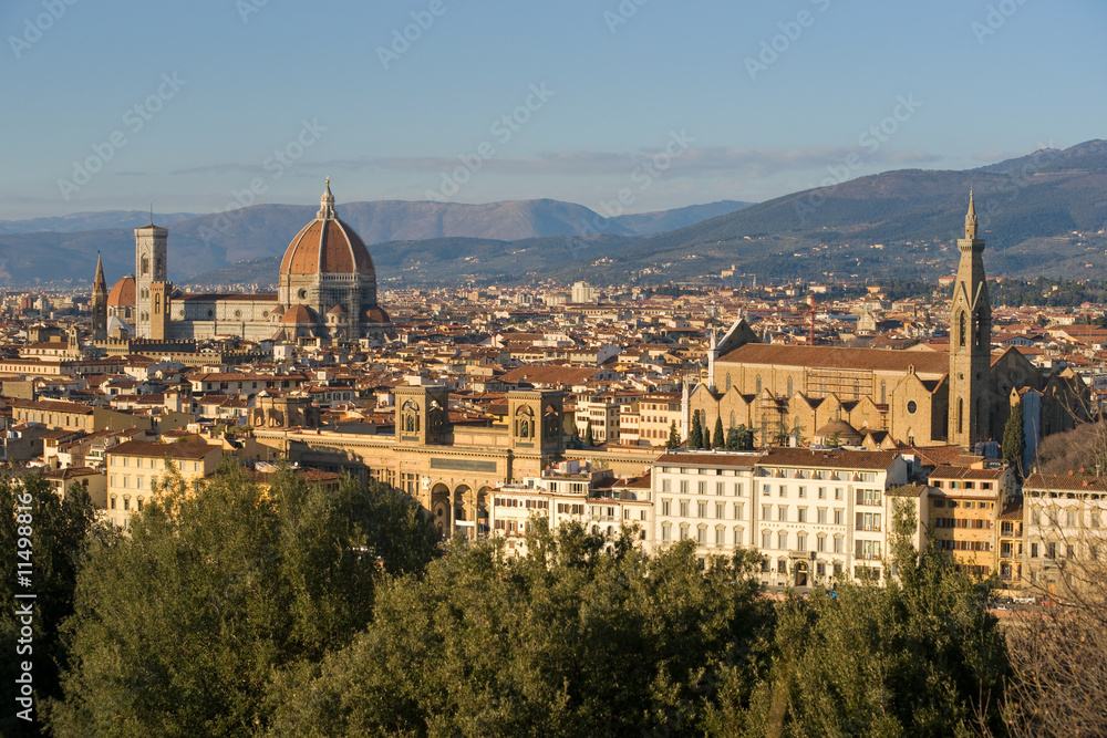 Florence, view of Duomo and Giotto's bell tower, and Santa croce