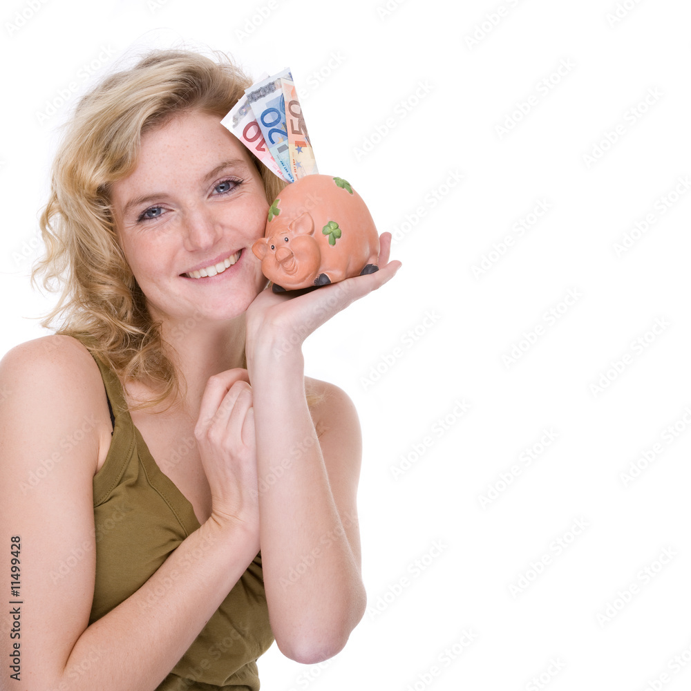 Woman with piggybank