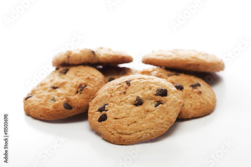 Bunch of cookies on a white background, Shallow depth of field.