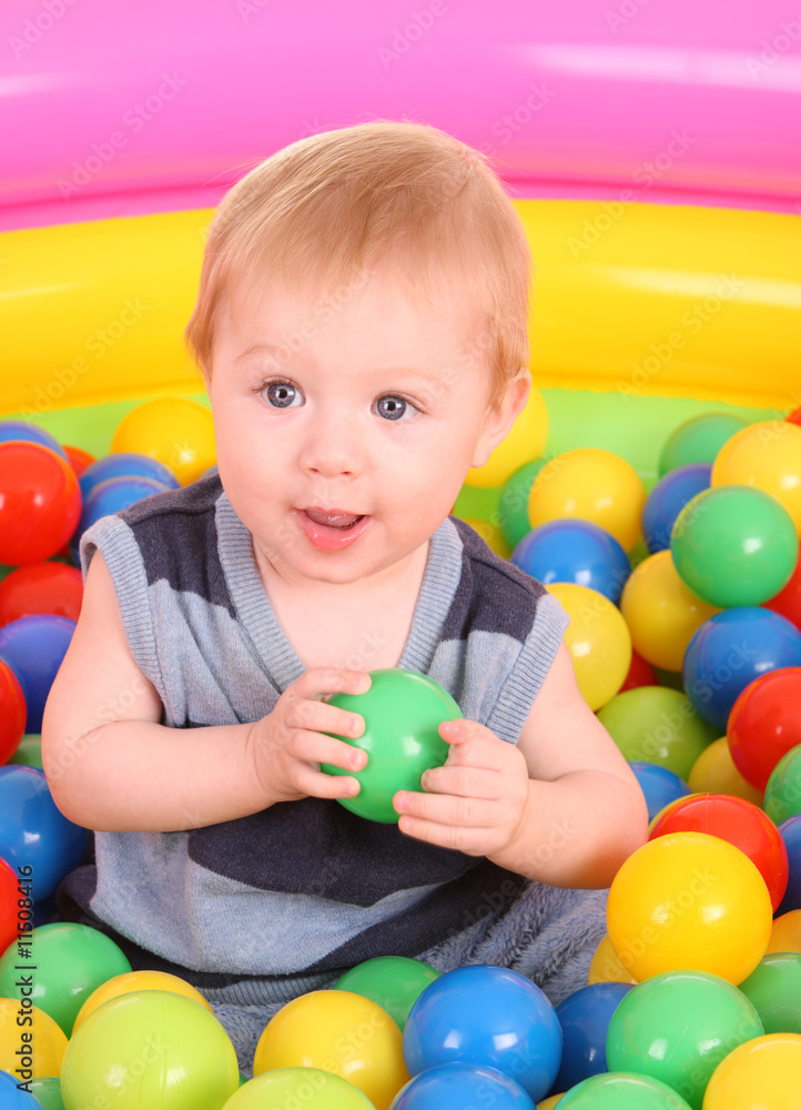 Obraz premium Birthday of fun boy in balls.