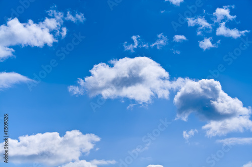 a bright blue sky with white clouds background