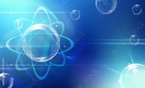 spheres on blue background.