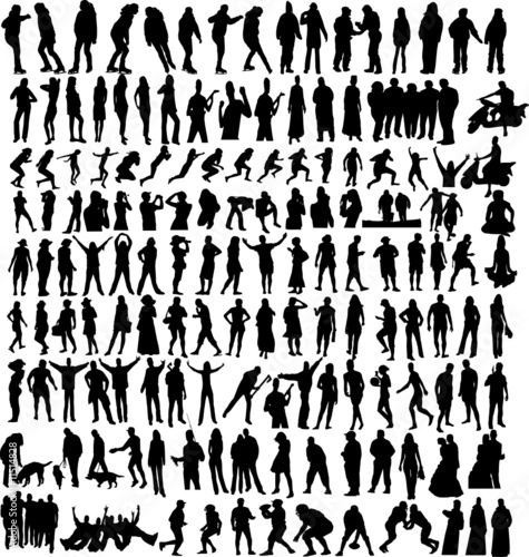 Vector of many people in action