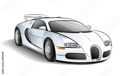 Drawing of the white car