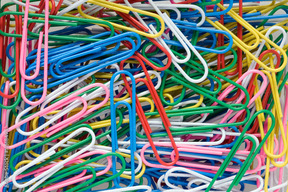 Multicolored paper clips. Multicolored paper clips.