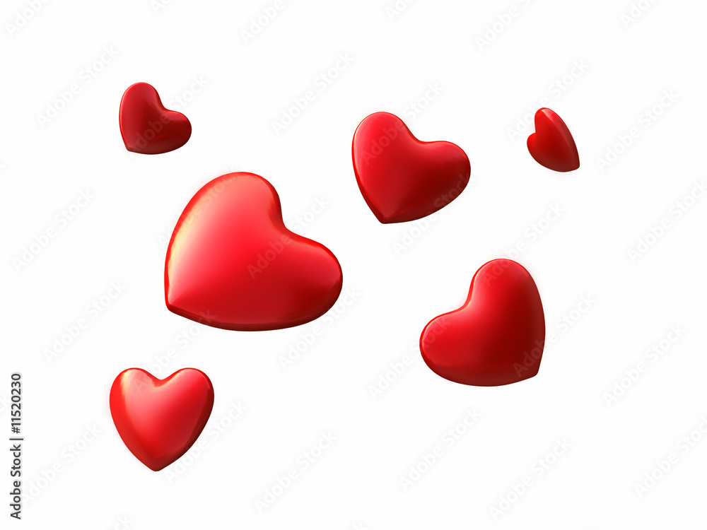 3d hearts on a white background 3d hearts on a white background