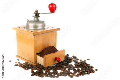 coffee mill and beans