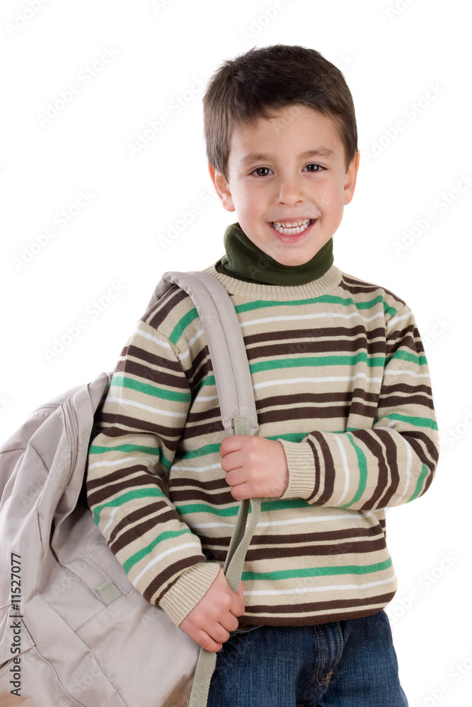 Adorable boy student with backpack Adorable boy student with backpack
