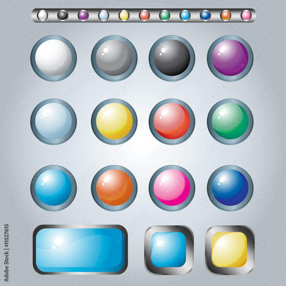 Set of multicolored button for web design