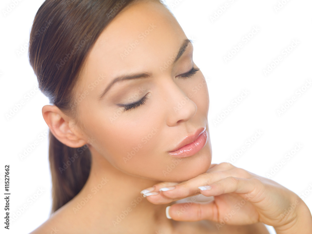 Portrait of beautiful woman on isolated white Portrait of beautiful woman on isolated white