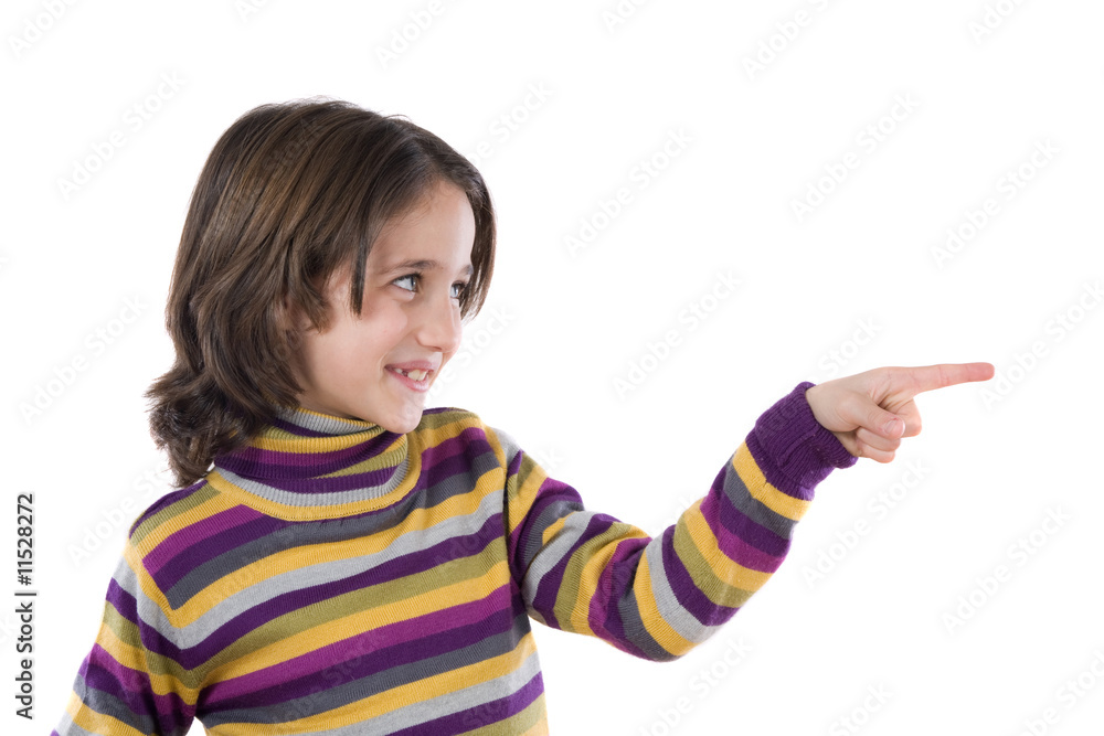 Beautiful girl pointing with her finger Beautiful girl pointing with her finger