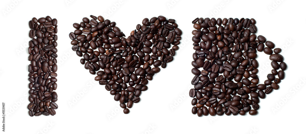 I love coffee sign made of beans I love coffee sign made of beans