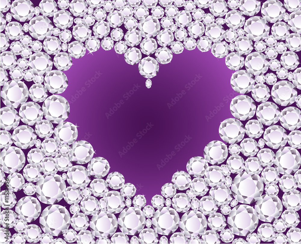 Fototapeta premium Purple heart on diamond background