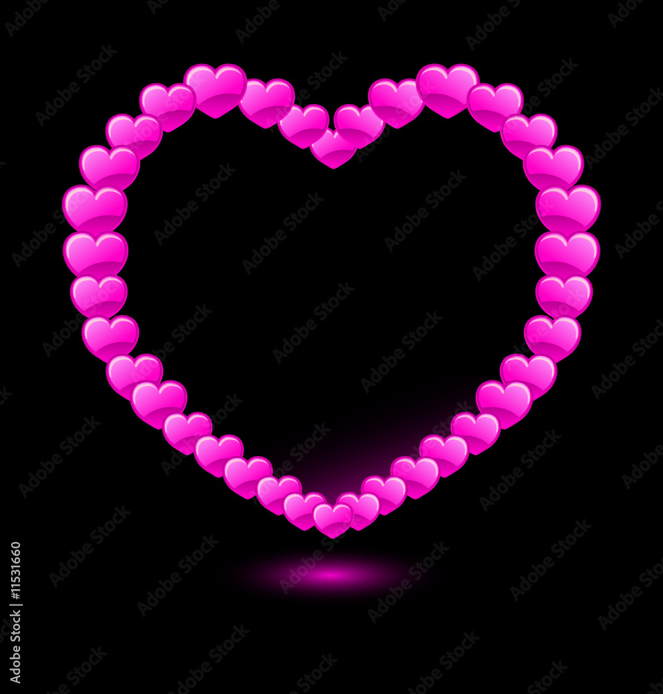 Vector hearts forming heart shape