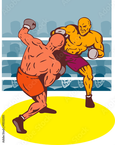 Two boxers fighting