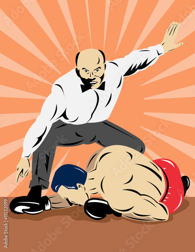 Referee counting boxer out