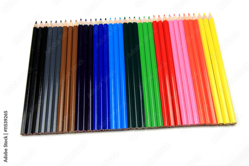 Set of colored pencils isolated on a white background Set of colored pencils isolated on a white background