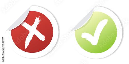 sticker autocollant - symboles de validation et de refus