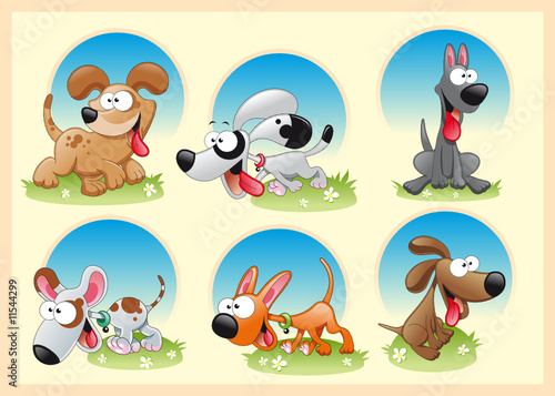 Family of dogs with background