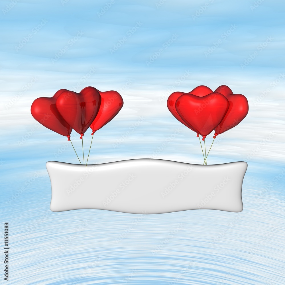 Palloncini a forma di cuore su cielo azzurro Stock Illustration