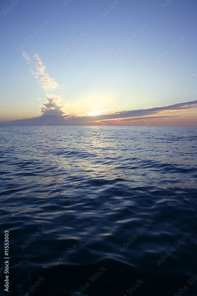 Red and blue sunrise in Mediterranean sea