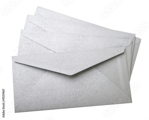 Grey envelopes on white background