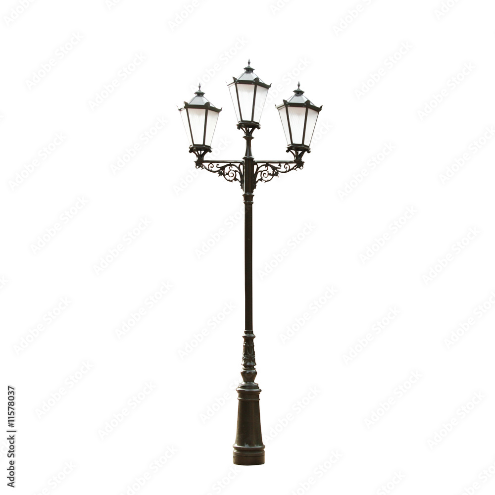 Floral decorative street lamp, clipping path