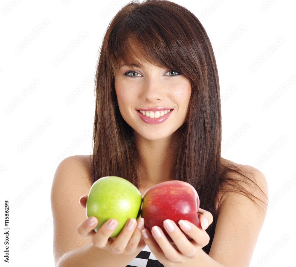 Smiling young woman with apple Smiling young woman with apple