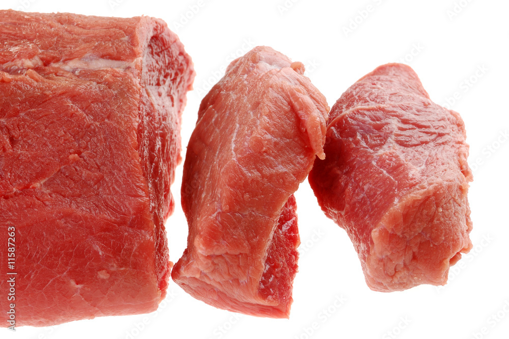 Fresh raw beef isolated on white background Fresh raw beef isolated on white background